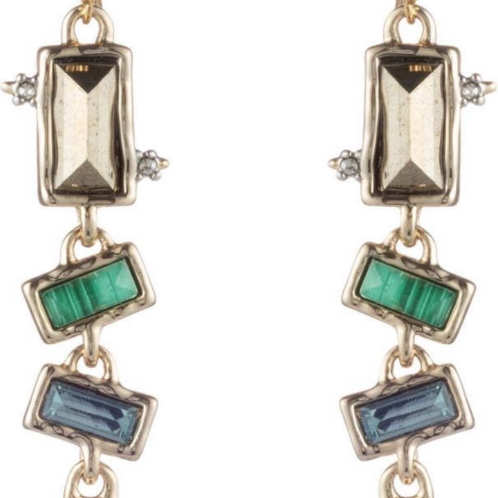 Alexis Bittar Molten Metal Multi Gemstone Malachite Dangling Earrings - Picture 11 of 15